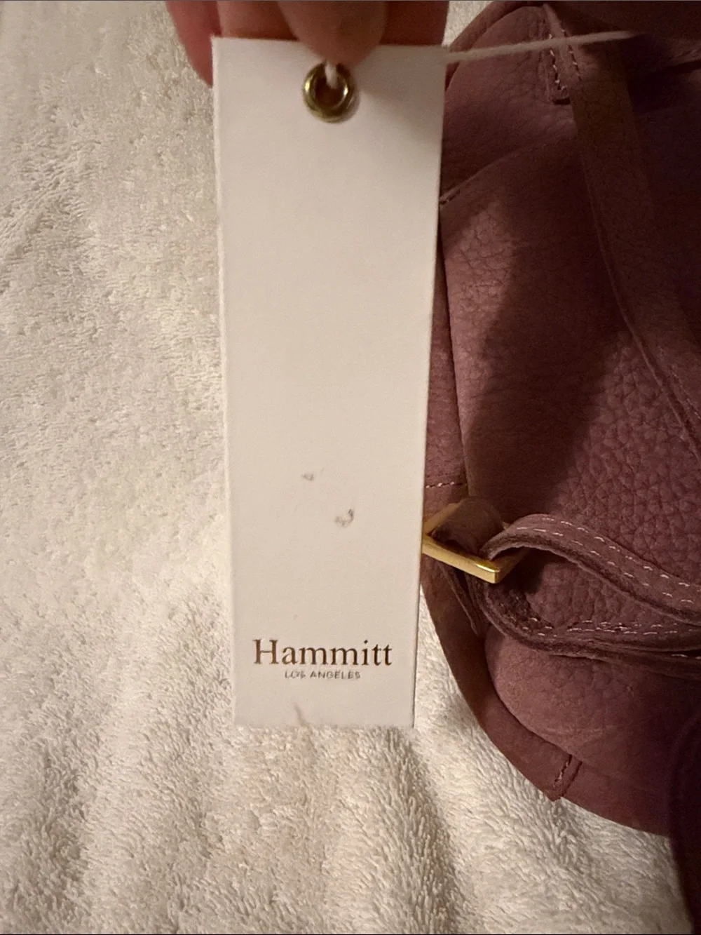 Hammitt Pebbled Leather Cosmetic Pouch in Mauve with Gold Studs